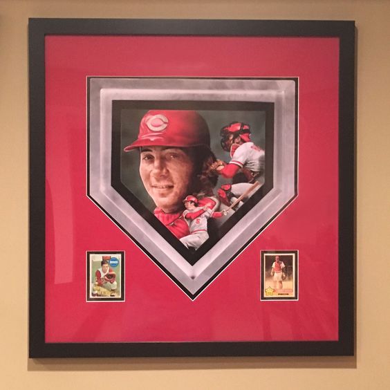 baseball memorabilia in matboard and frame