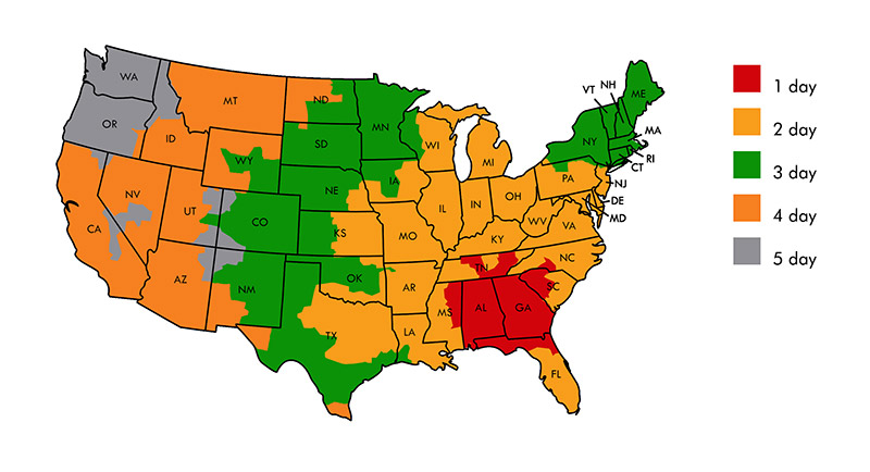 fedex transit map for shipping times of matboard and more products