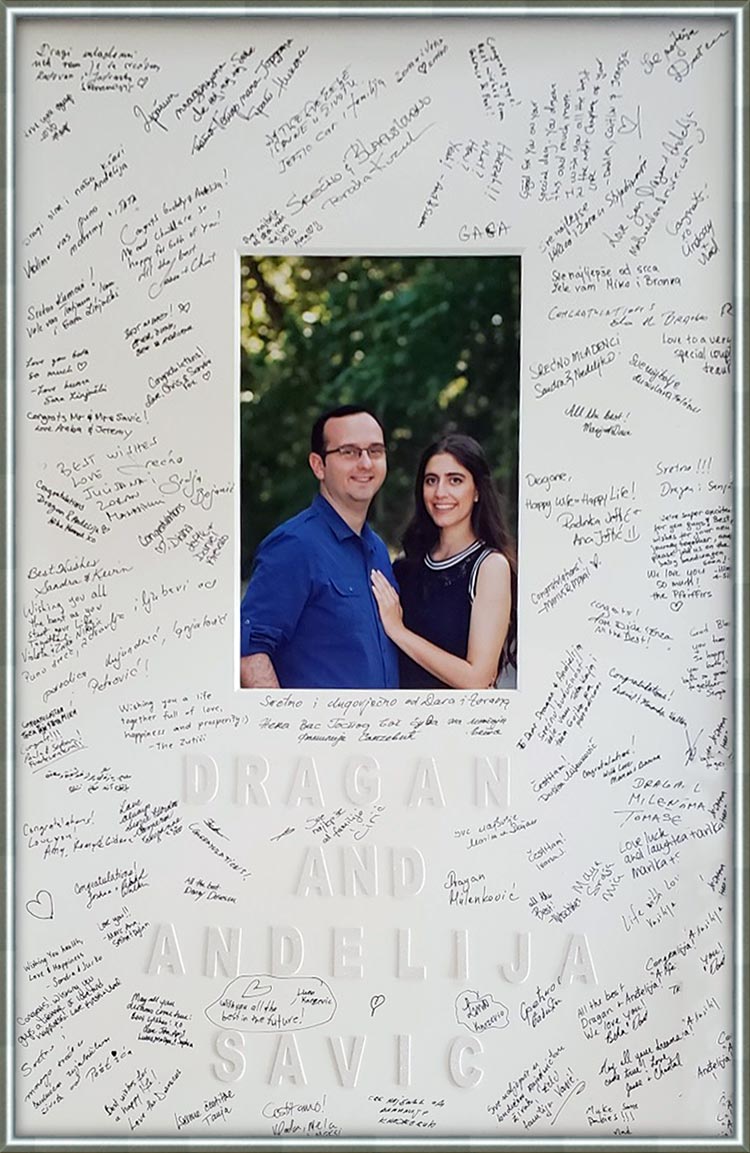 signature matboard for a wedding